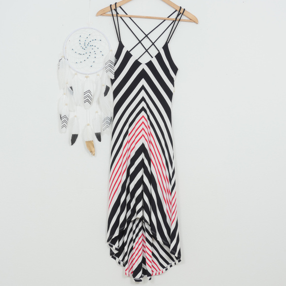 bebe Dresses & Skirts - bebe Sleeveless HI-Lo Cross Strap Back Dress